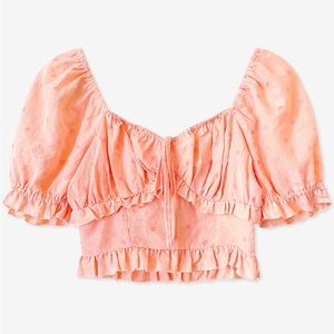 Women’s Orange Puff Sleeve Crop Top
